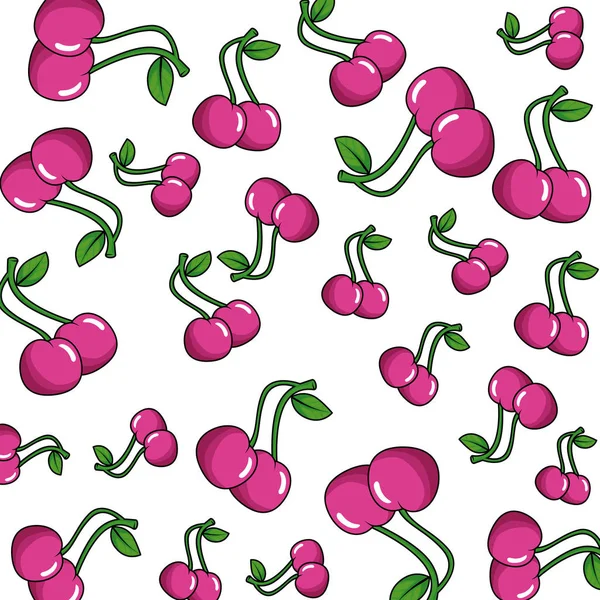 Färska körsbär frukt mönster — Stock vektor