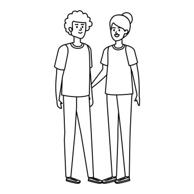 Genç çiftler karakterleri avatarlar