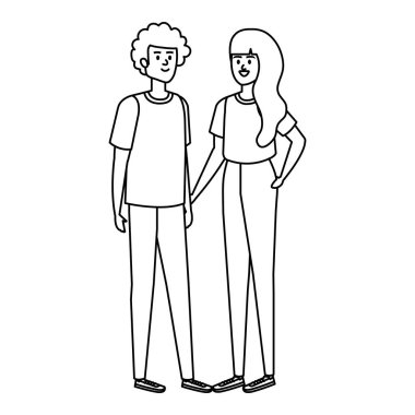 Genç çiftler karakterleri avatarlar