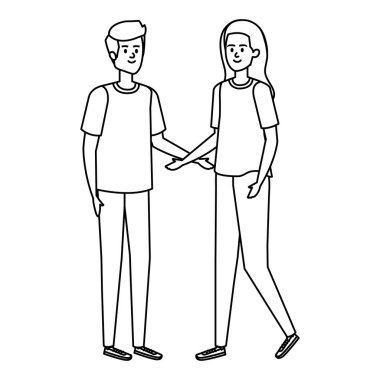 Genç çiftler karakterleri avatarlar