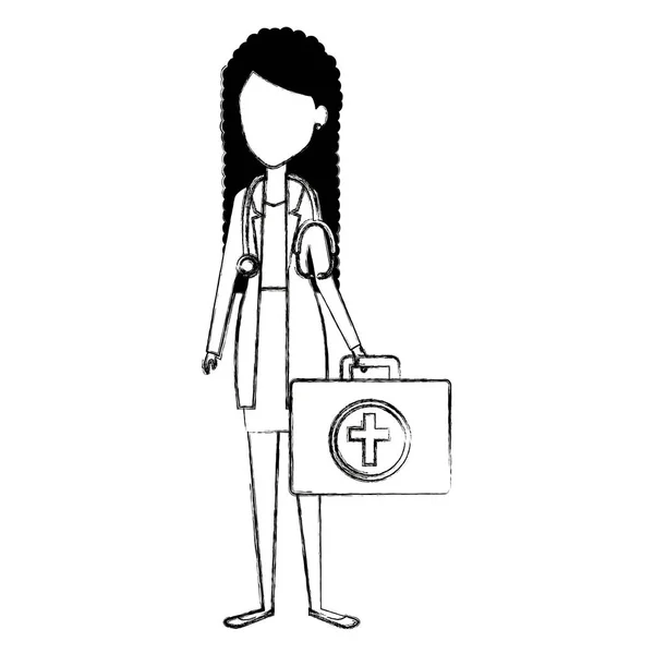 female doctor with medical kit avatar character