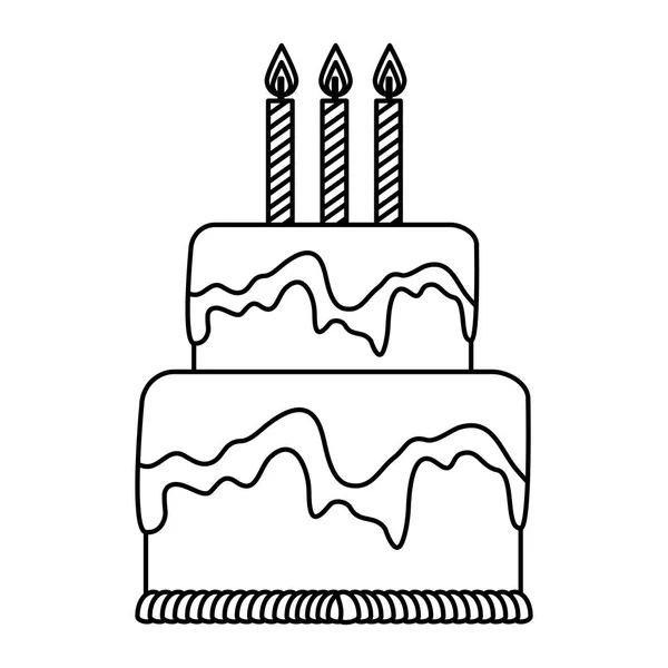 美味的甜蛋糕与蜡烛 — 图库矢量图片