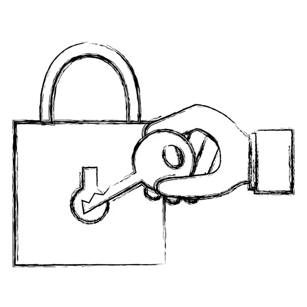 Candado seguro seguro con llave — Vector de stock