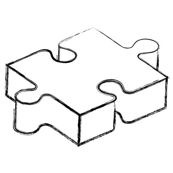 Puzzle game piece isometric — Stock Vector