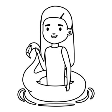 flaman şamandıra ile sevimli küçük kız bayan