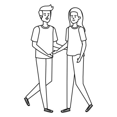 Genç çiftler karakterleri avatarlar