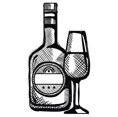 fincan ile şarap şişesi