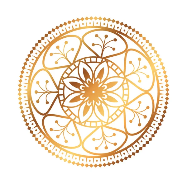 Goldenes und kreisförmiges Mandala — Stockvektor