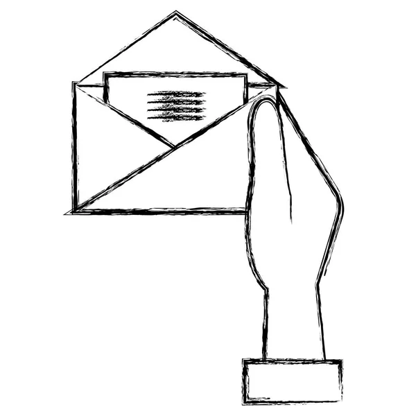 Mão com envelope correio — Vetor de Stock