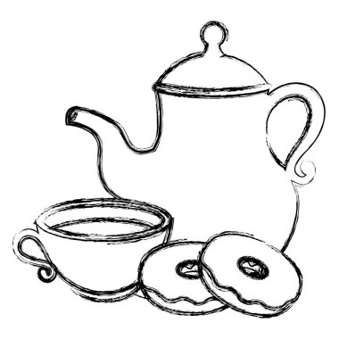 tatlı çörekler ile kahve fincanı ve çay fincanı