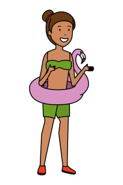 flaman şamandıra ile güzel afro kadın