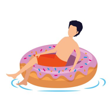 Mayolu ve yüzer vaziyette genç bir adam.