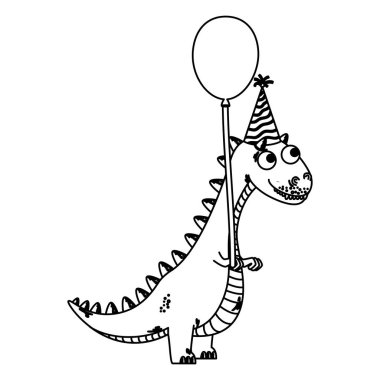 balon helyum ile sevimli tyrannosaurus rex