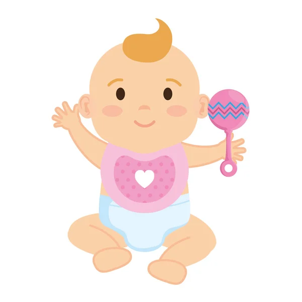 벨 문자와 귀여운 아기 소녀 — 스톡 벡터