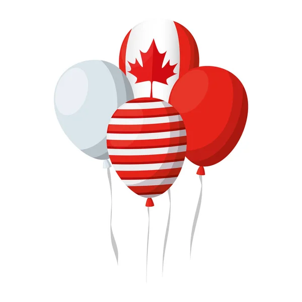Palloncini elio con bandiera canadese — Vettoriale Stock