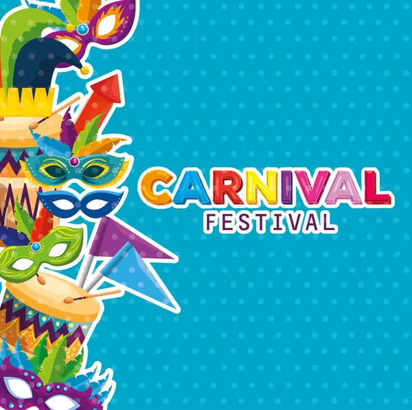 Celebración de la fiesta de carnaval con la decoración tradicional del festival — Vector de stock