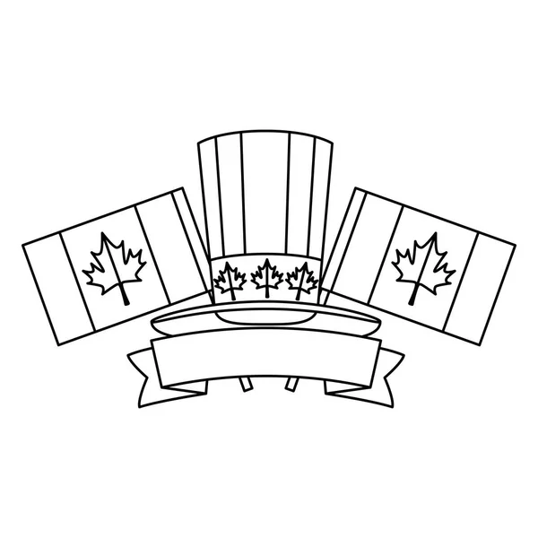 Canadese Tophat cultuur met vlaggen frame — Stockvector