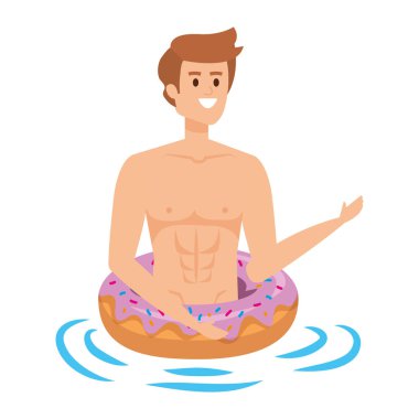young man with donut float character