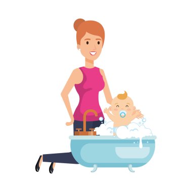 küvette bebek banyo ile motther