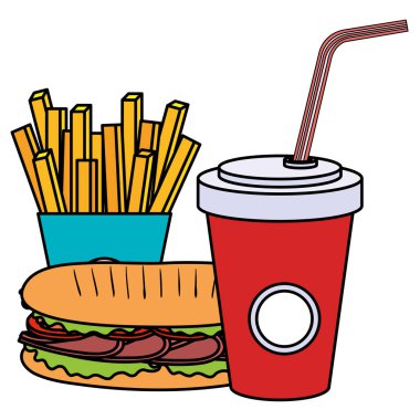patates kızartması ve soda ile Sandwish