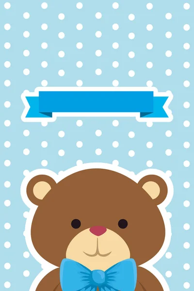 Κάρτα με χαριτωμένο μικρό αρκουδάκι αρκούδα και παπιγιόν — Διανυσματικό Αρχείο