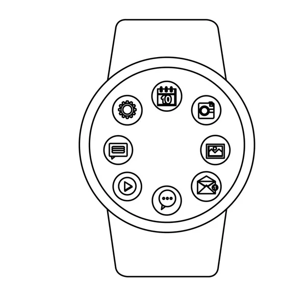 SmartWatch weareable az alkalmazások menü — Stock Vector