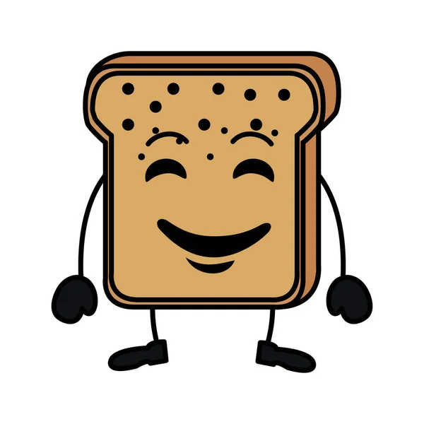 Delicious bread toast kawaii character — Stock Vector