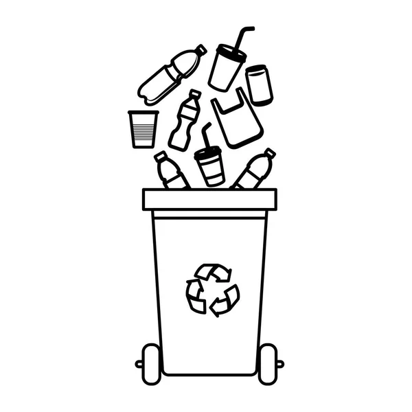 Recyklace odpadů s plastovými výrobky — Stockový vektor