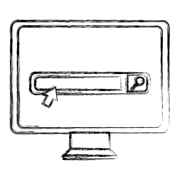 Monitor ordenador con barra de búsqueda — Archivo Imágenes Vectoriales