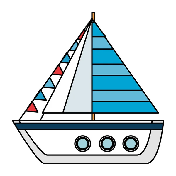 Nave barca a vela icona estate isolata — Vettoriale Stock