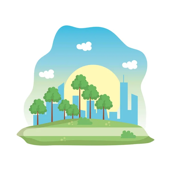 Landschap Park scène pictogram vector illustratie — Stockvector