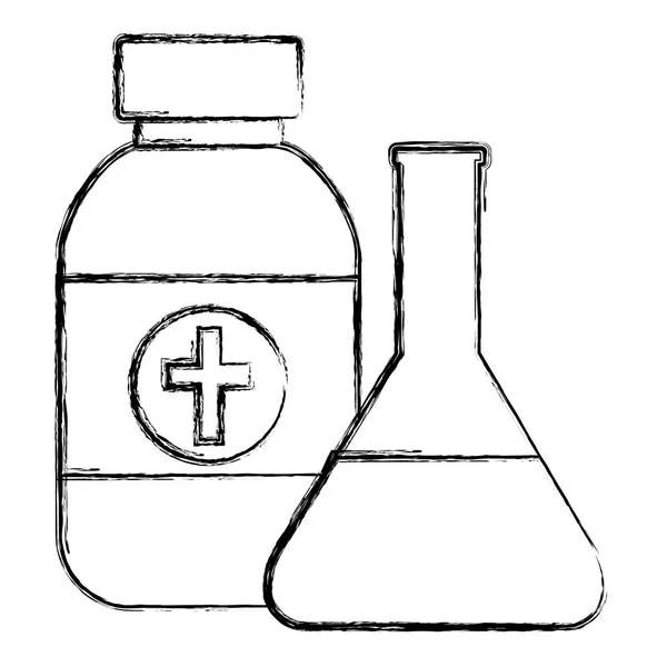 Medicine bottle with tube test — Stockvector