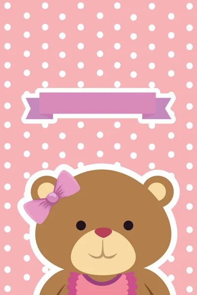 Cartão postal com urso ursinho fêmea e arcos — Vetor de Stock