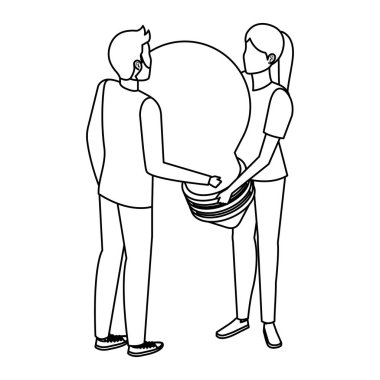 Genç çift ampul ışığı kaldırıyor.