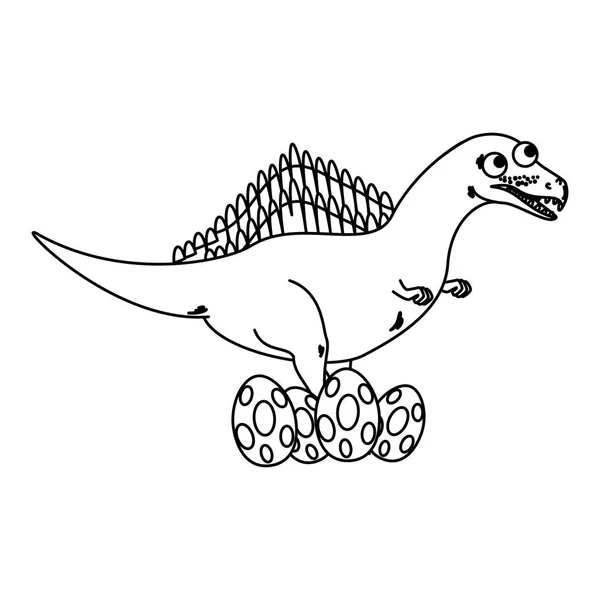 Madre spinosaurus cuidado de sus huevos carácter cómico — Archivo Imágenes Vectoriales