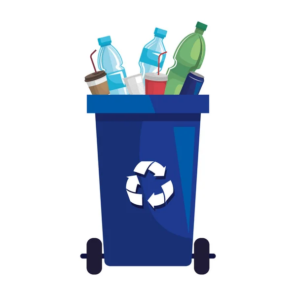 プラスチック製品で廃棄物をリサイクルする — ストックベクタ