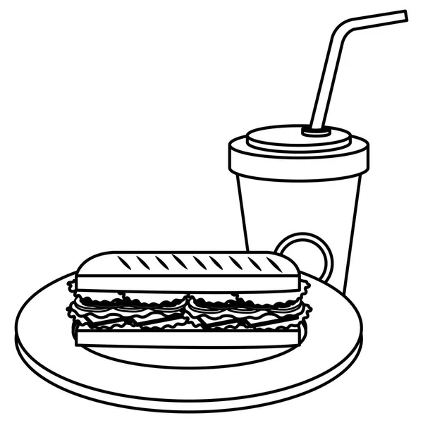 Delizioso sandwish e soda — Vettoriale Stock