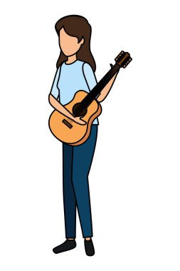 Gitar çalan genç bir kadın