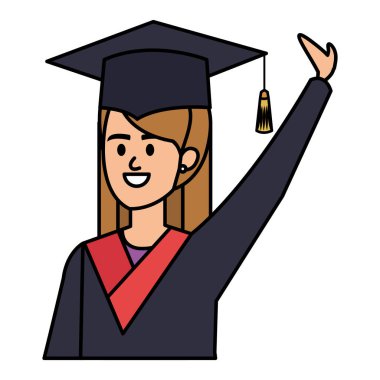 Genç bayan öğrenci kutlamayı bitirdi.