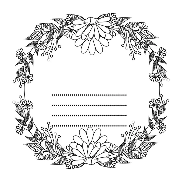 Cartão postal circular com decoração de rosas e folhas — Vetor de Stock