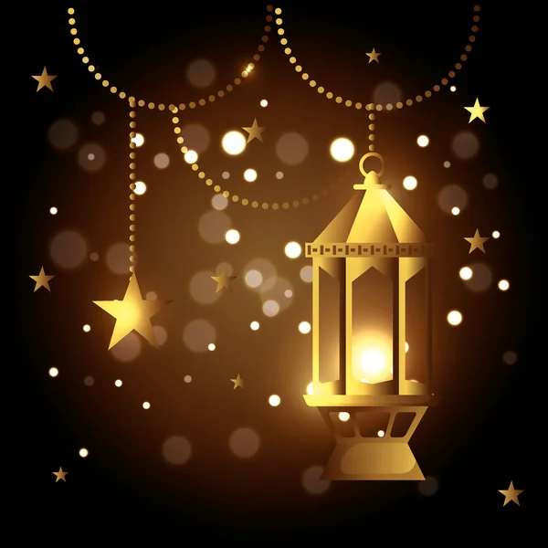 Lampada e stelle decorazione appesa al festival — Vettoriale Stock