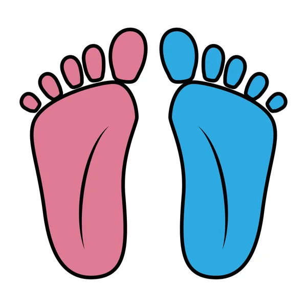 Fußabdrücke Baby-Dusche Symbole — Stockvektor