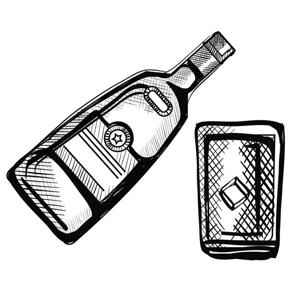 Whiskey bottle with glass — Stock Vector