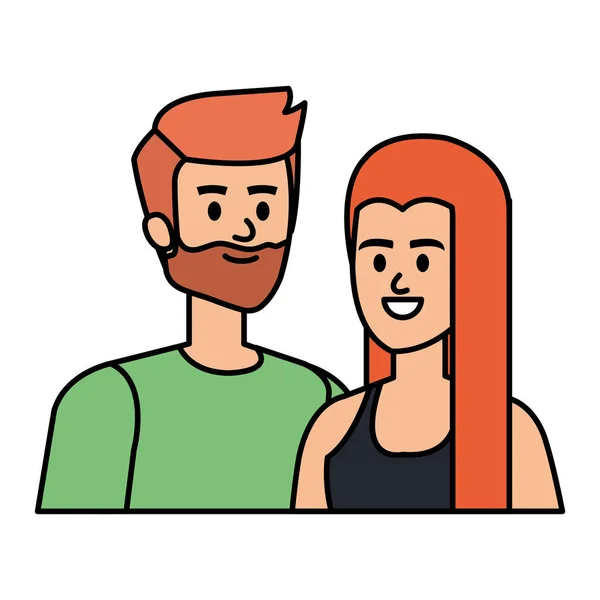 Jovem casal amantes avatares personagens —  Vetores de Stock
