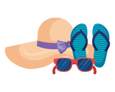sandalet ve kadın şapka ile yaz güneş gözlüğü
