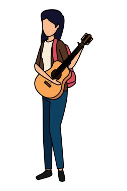 Gitar çalan genç bir kadın