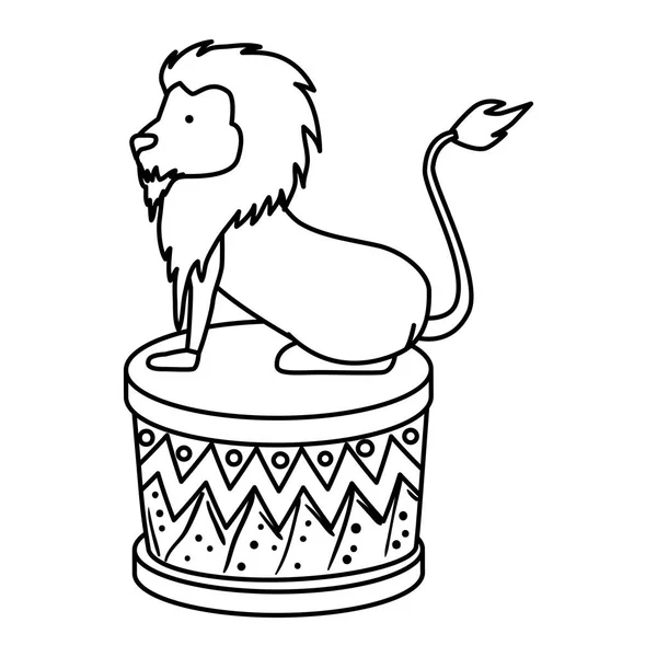 Цирковой лев, прирученный шаг за шагом — стоковый вектор