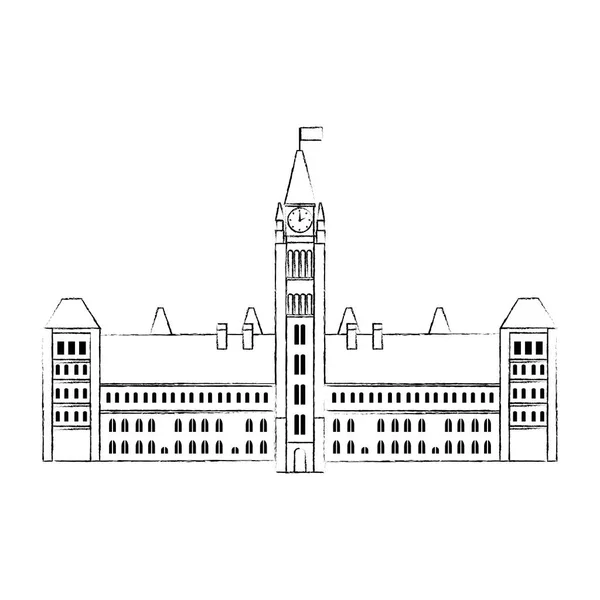 Icono del edificio del parlamento canadiense — Archivo Imágenes Vectoriales