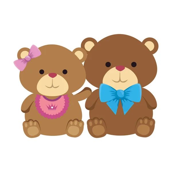 Cutte ursinhos teddies casal — Vetor de Stock
