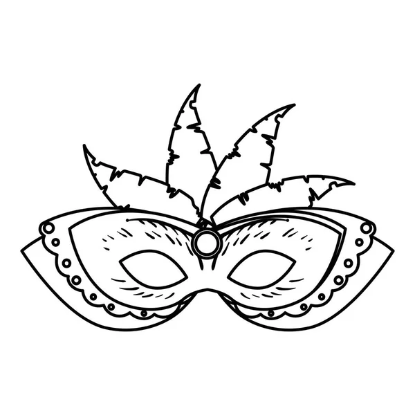 Carnaval masker met veren vector illustratie — Stockvector
